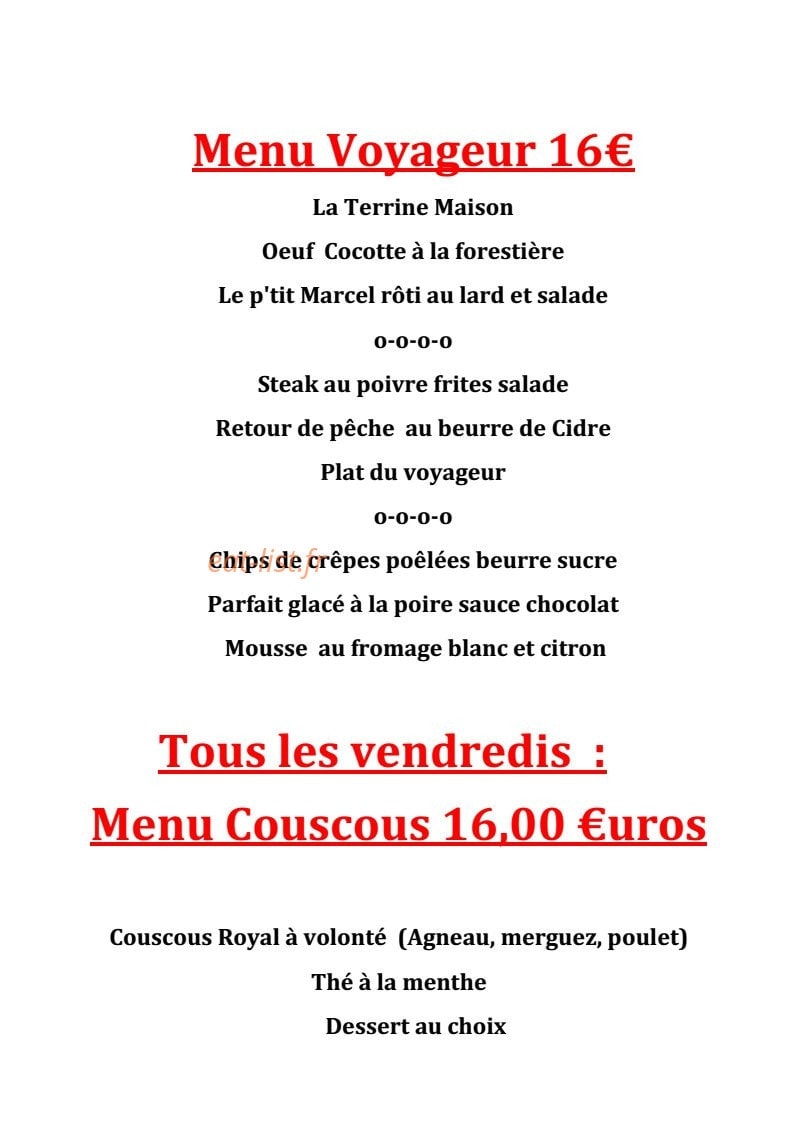 Auberge du chemin de fer — carte page 1