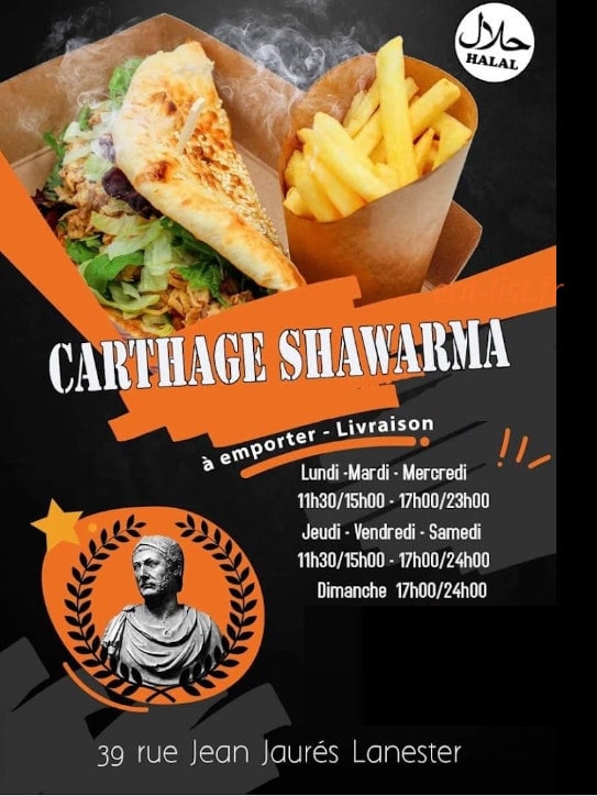 Carthage shawarma — carte page 1