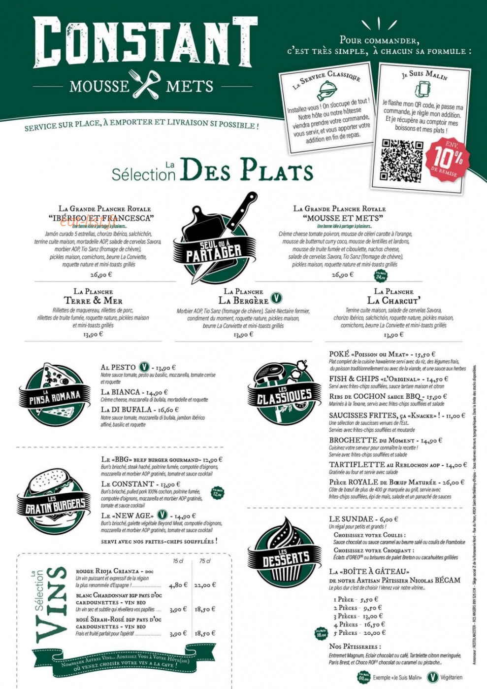 Constant Mousse & Mets — carte page 1