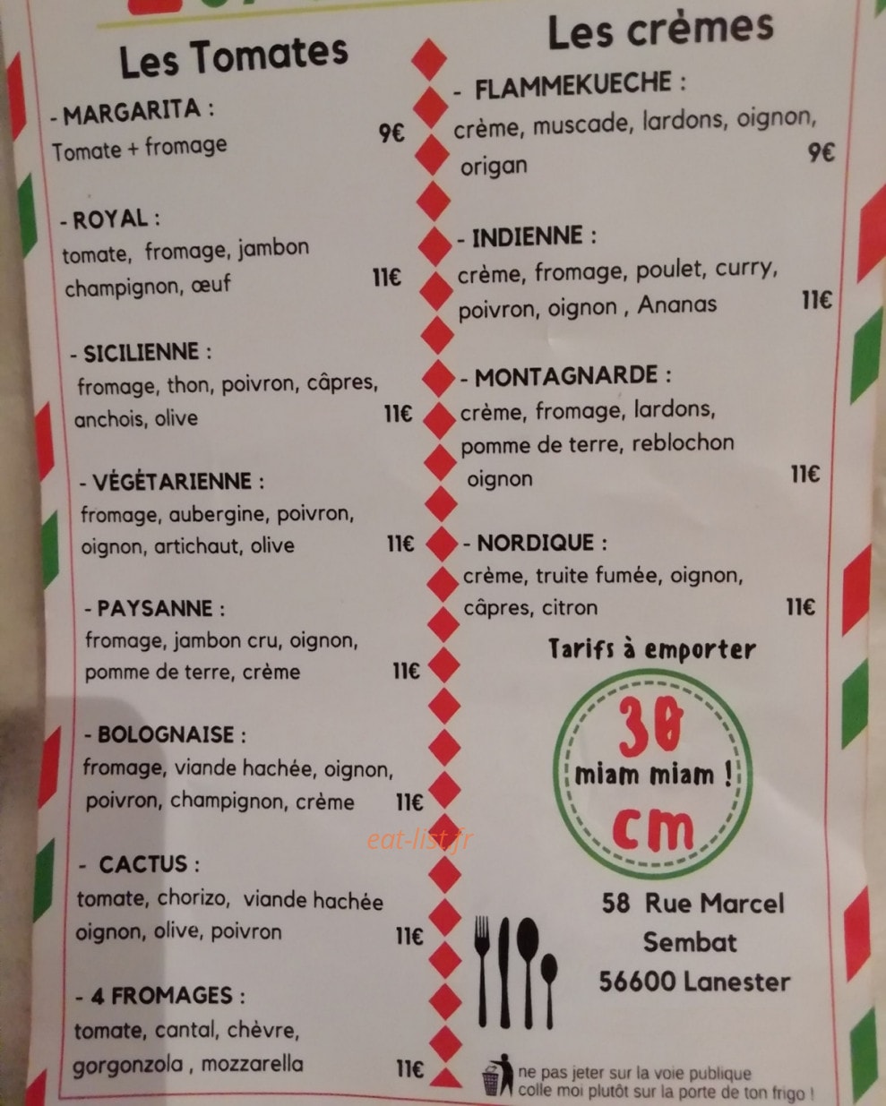 La Muse Bouche — carte page 1