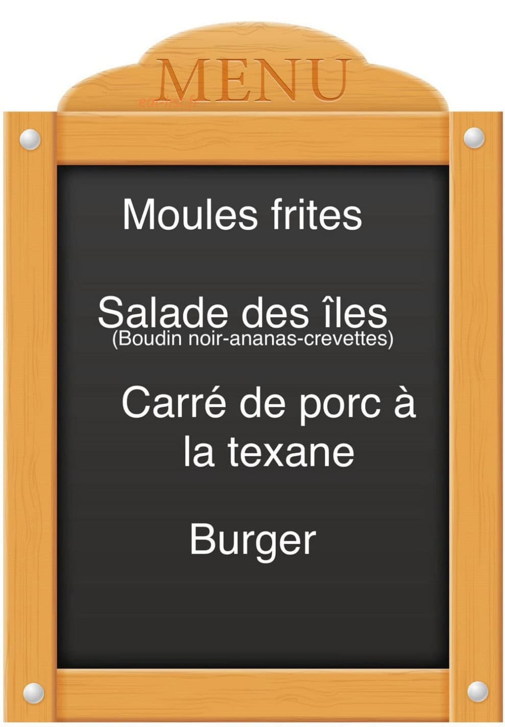 Carte et menu de Le Relais du Pont du Bonhomme à Lanester — Exemple de menu