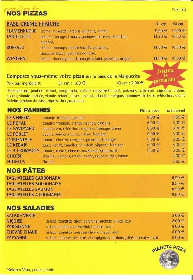 Pianeta pizza — carte page 3