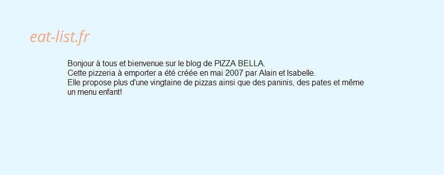 Pizza Bella — carte page 1