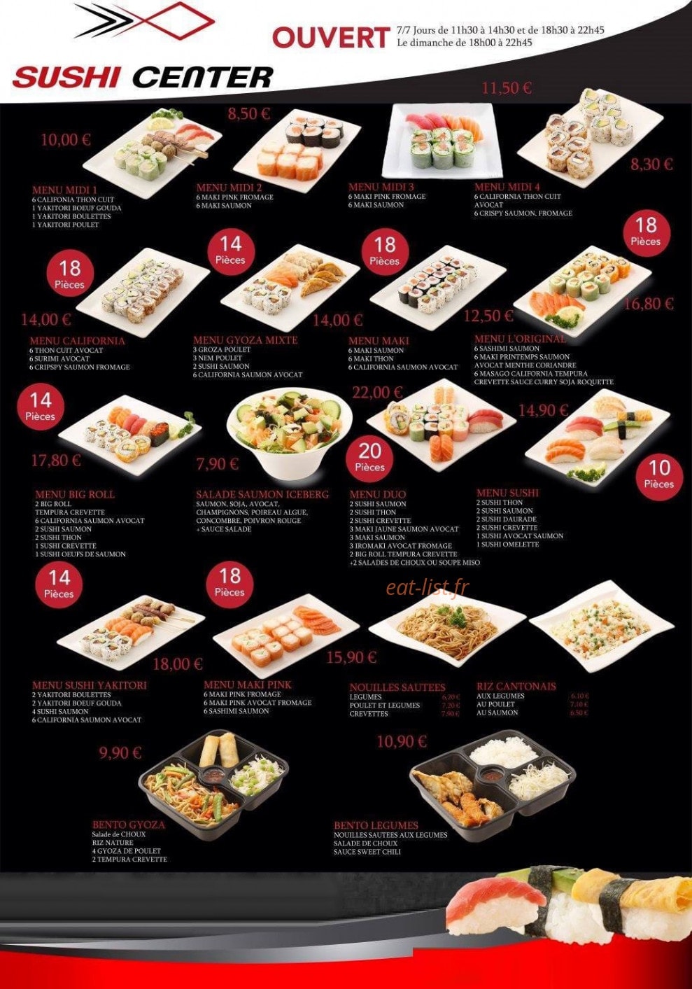 Sushi Center — carte page 1
