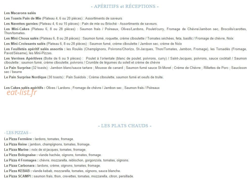 La Huche à Pain — carte page 1