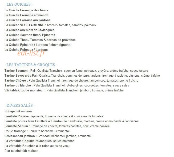 La Huche à Pain — carte page 2