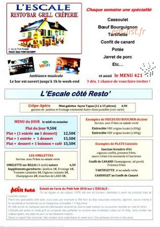 Crêperie L'Escale — carte page 1