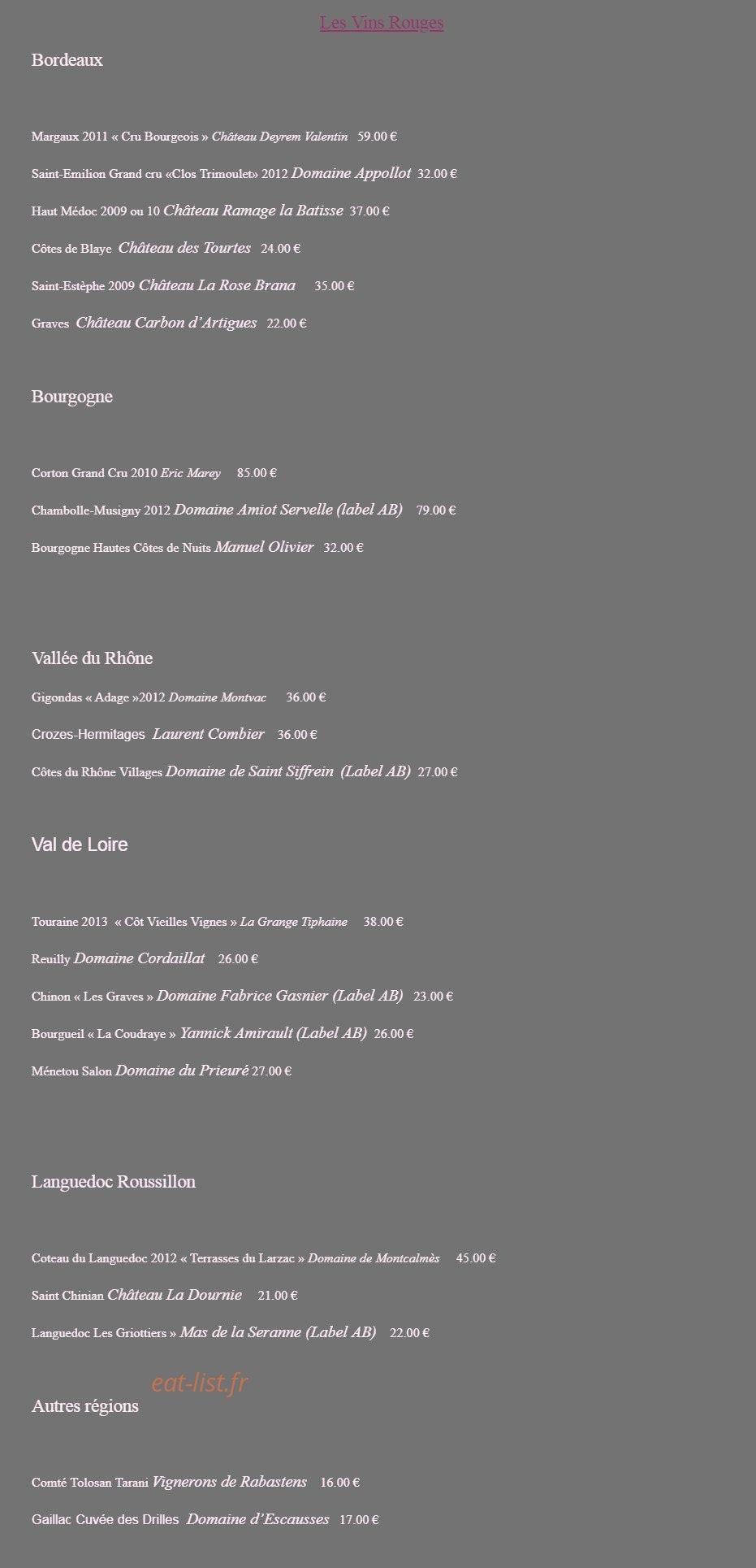 L'Art Gourmand — carte page 6