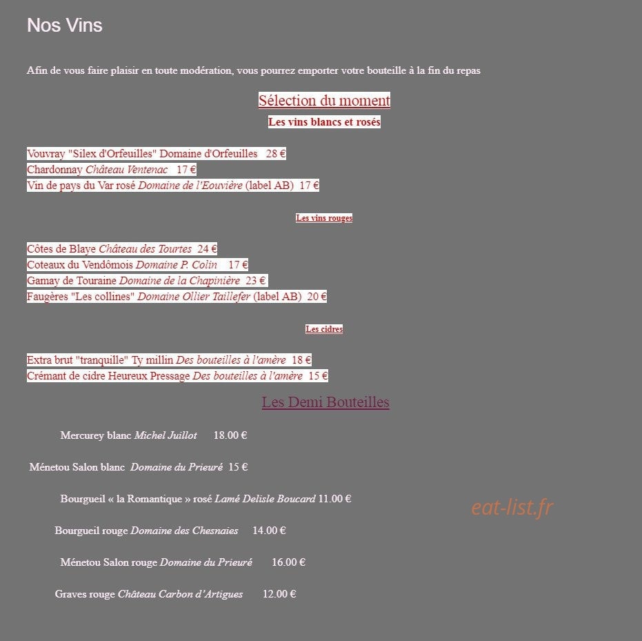 L'Art Gourmand — carte page 4