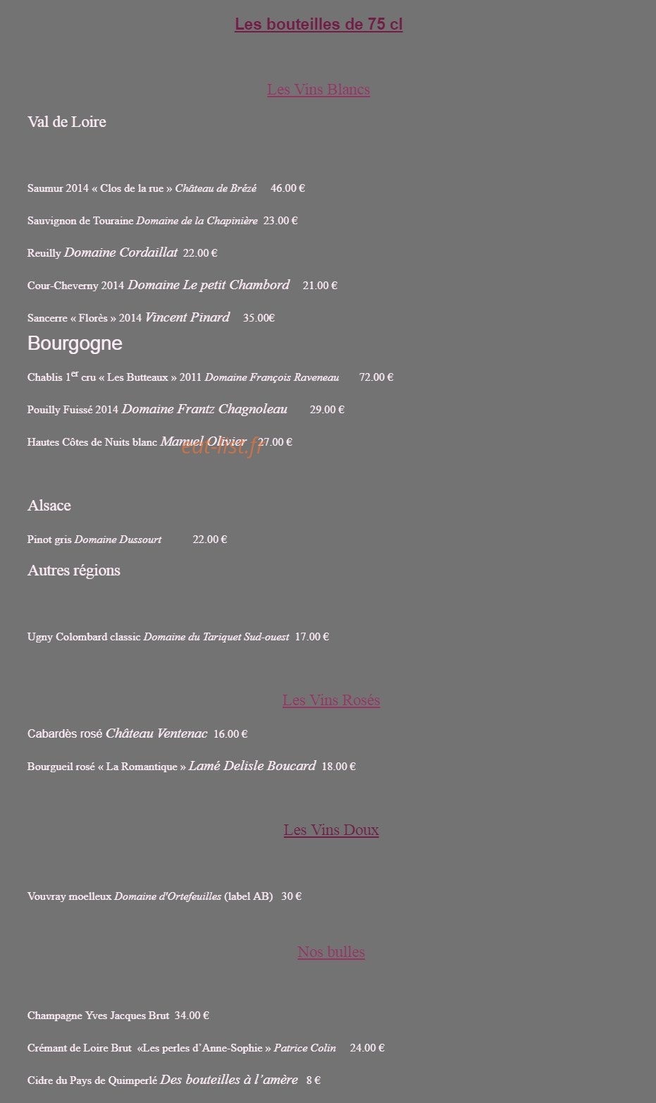 L'Art Gourmand — carte page 5