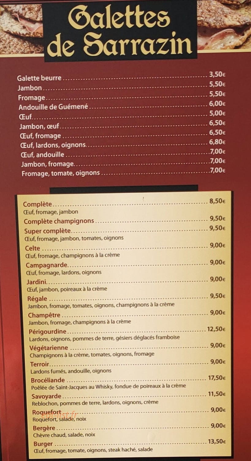 Crêperie De Brocéliande — carte page 3
