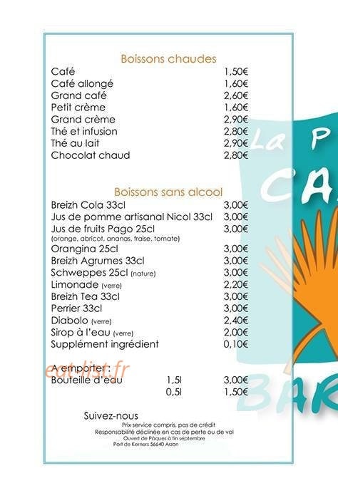 La P'tite Cale — carte page 1