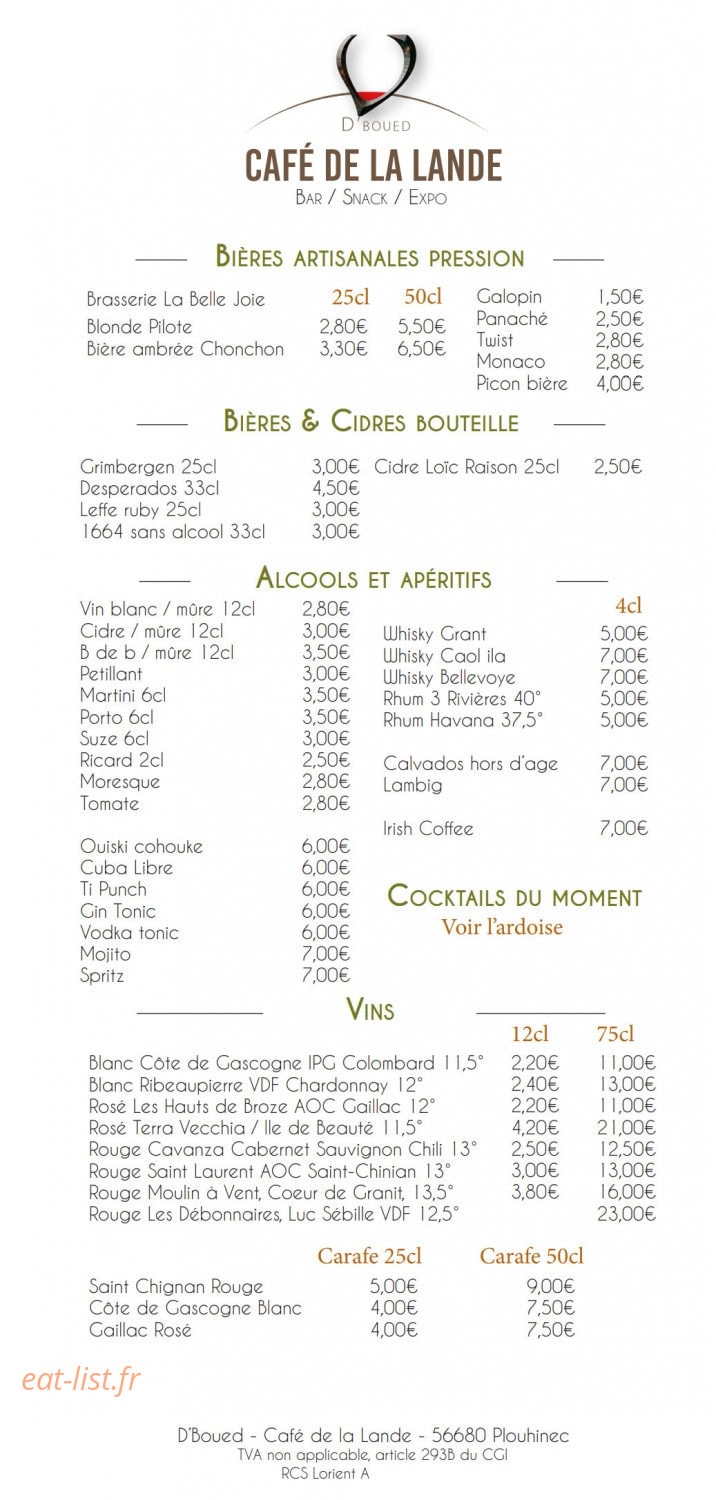 D'Boued - Café de la Lande — carte page 3