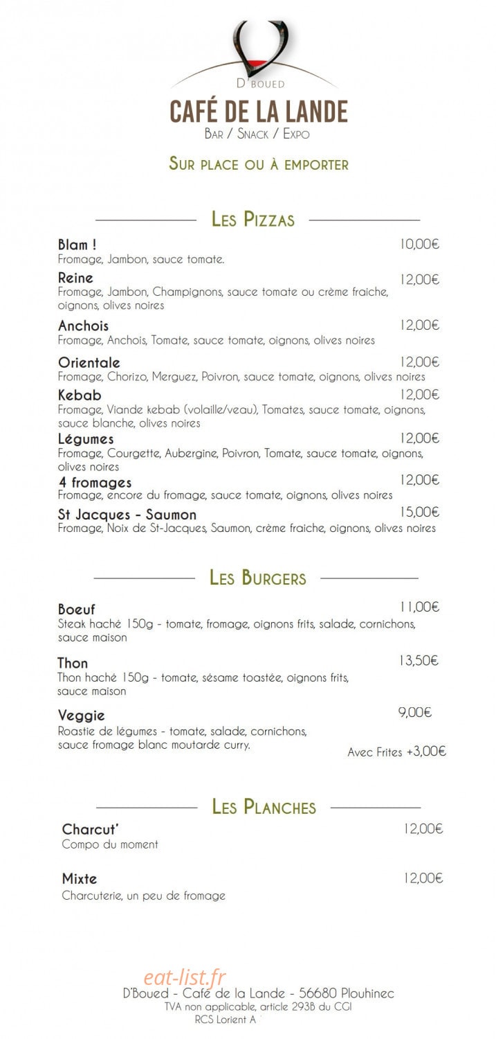 D'Boued - Café de la Lande — carte page 2