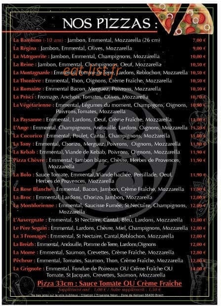 Bzh Pizz’ — carte page 1