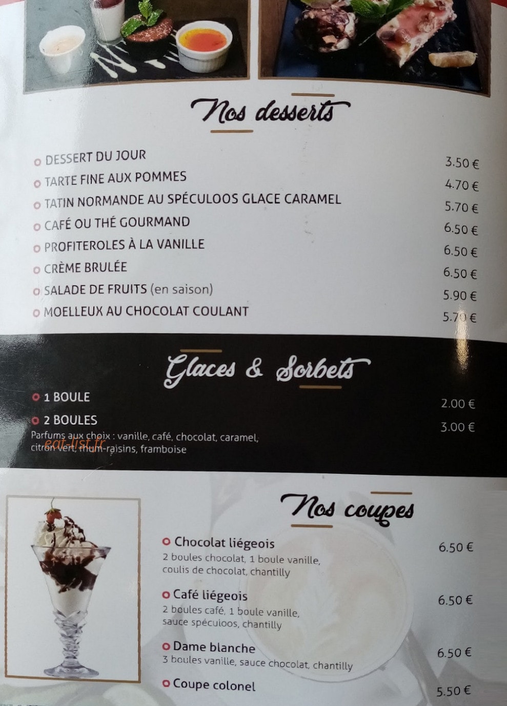 Au Comptoir d'Yvette — carte page 3