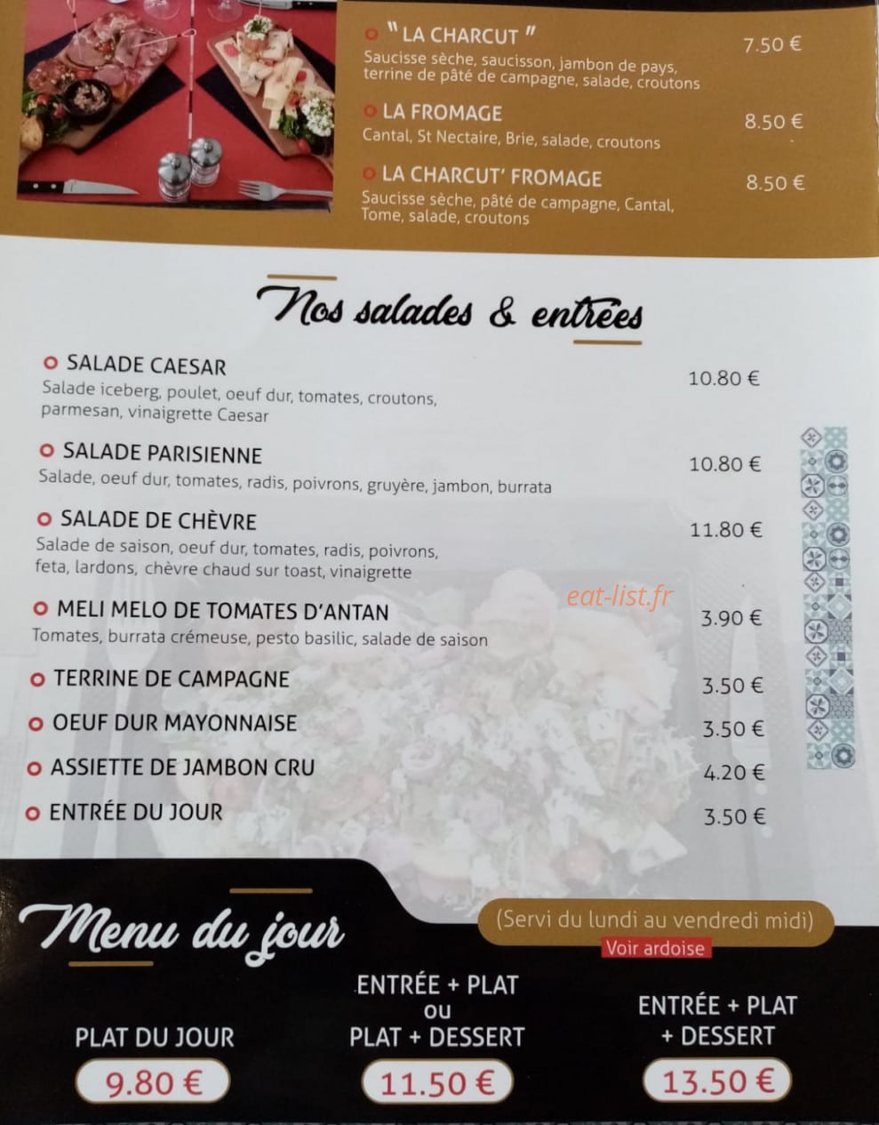 Au Comptoir d'Yvette — carte page 1