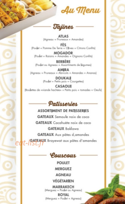 Aux délices Marocains — carte page 1