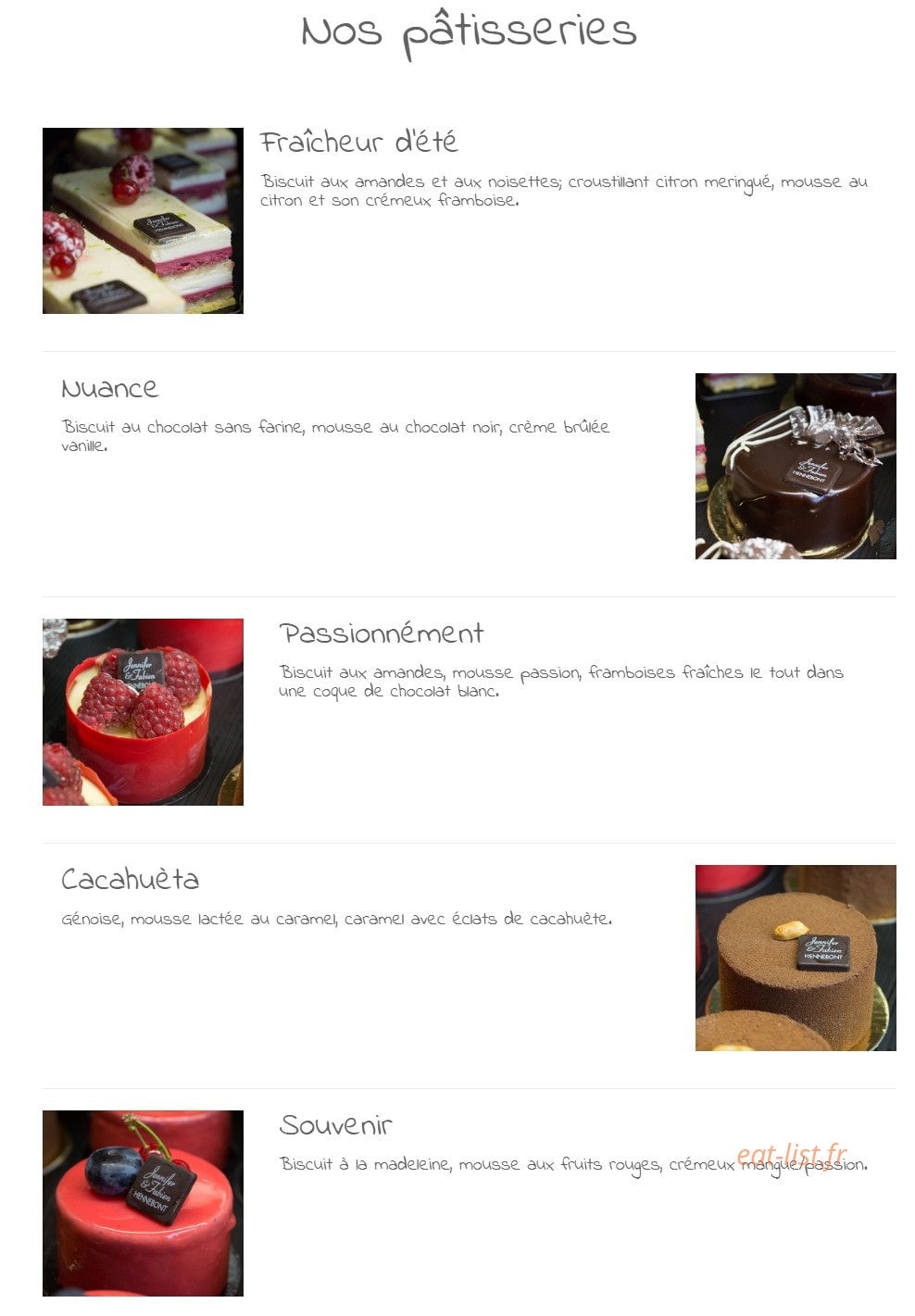 Chocolaterie Fabien — carte page 2