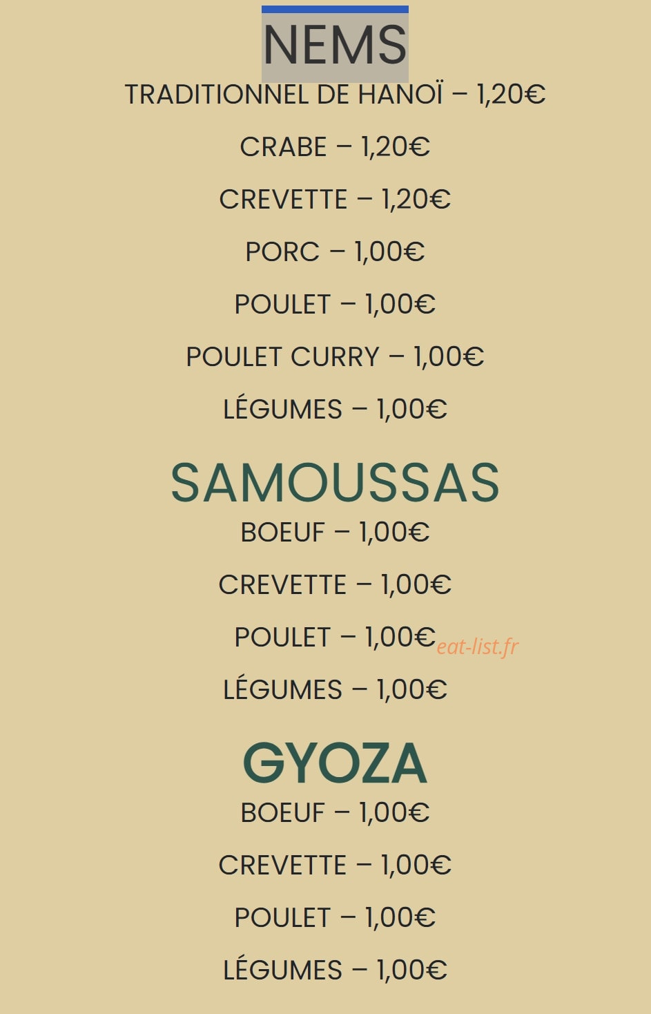 Hanoï Pho — carte page 1