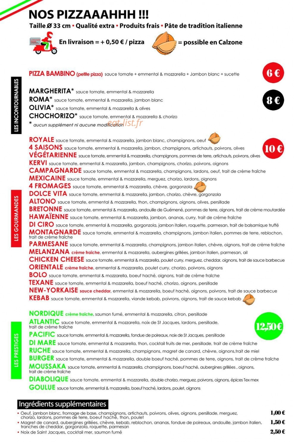 Pizz'Avenue — carte page 1