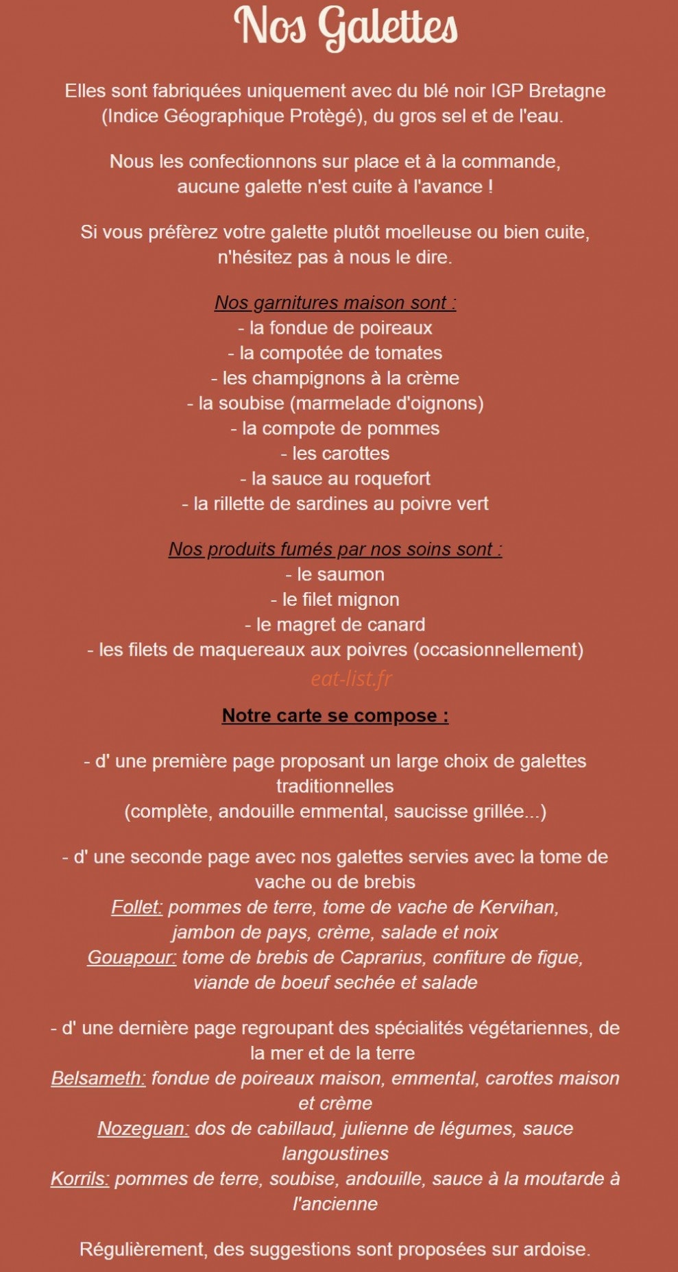 Creperie d'antan — carte page 1