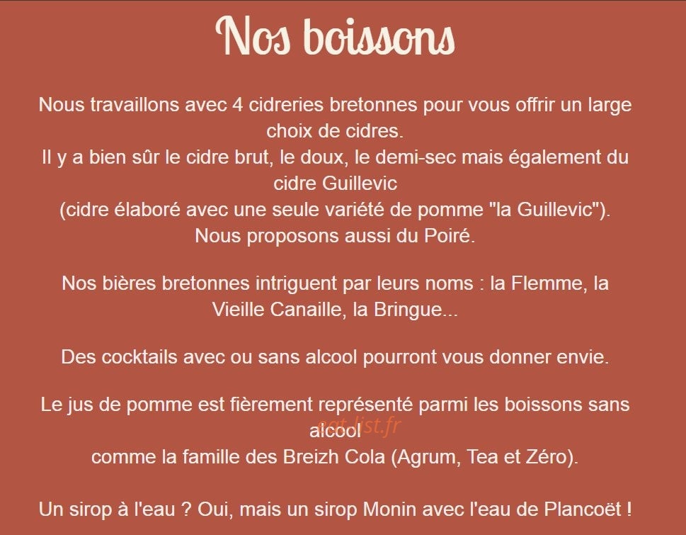 Creperie d'antan — carte page 4