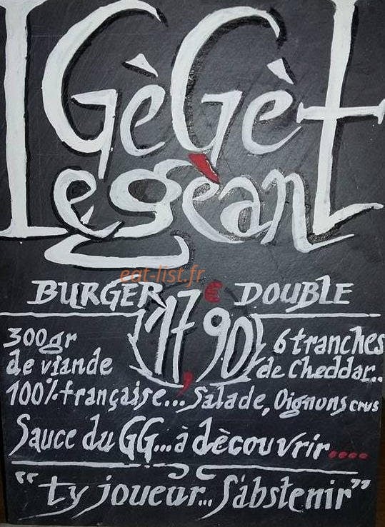 Beef Burger — carte page 1