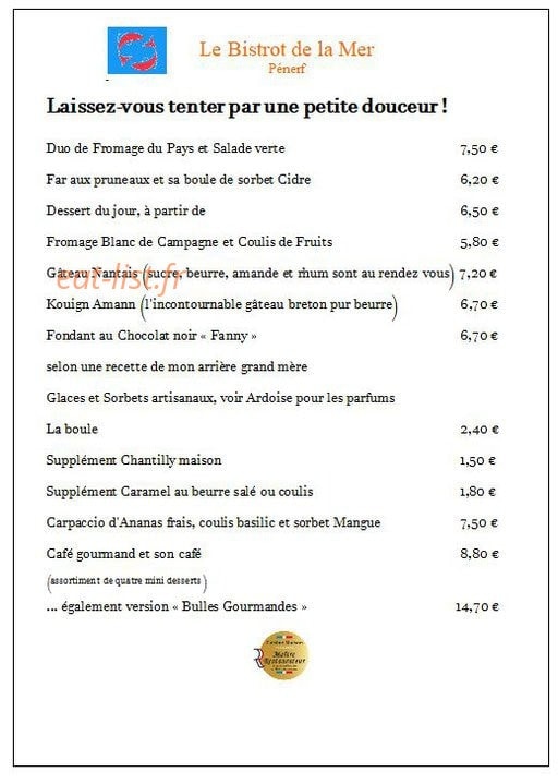 Le Bistrot de la Mer — carte page 6