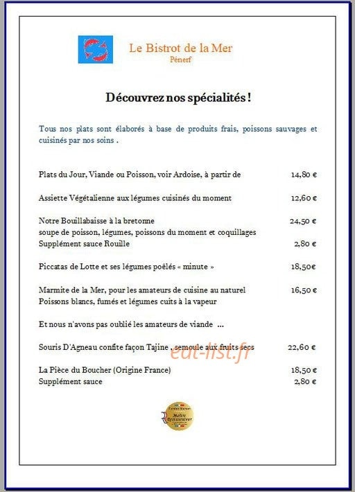 Le Bistrot de la Mer — carte page 5