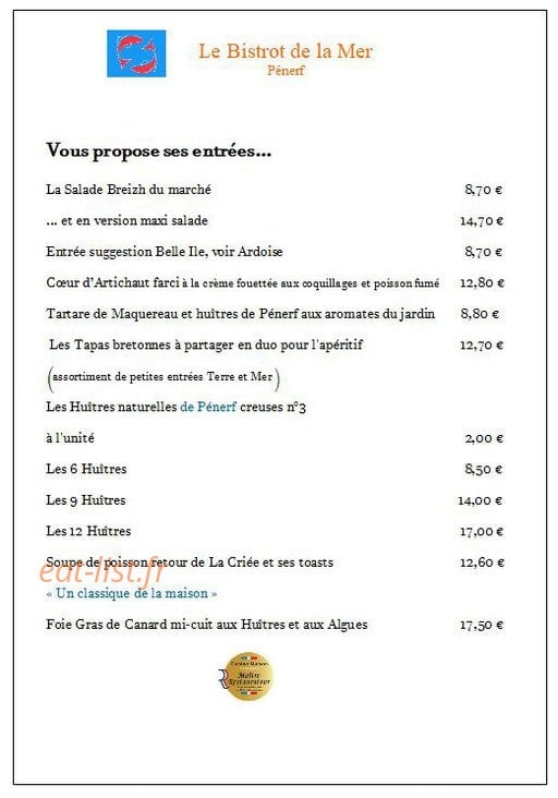 Le Bistrot de la Mer — carte page 4