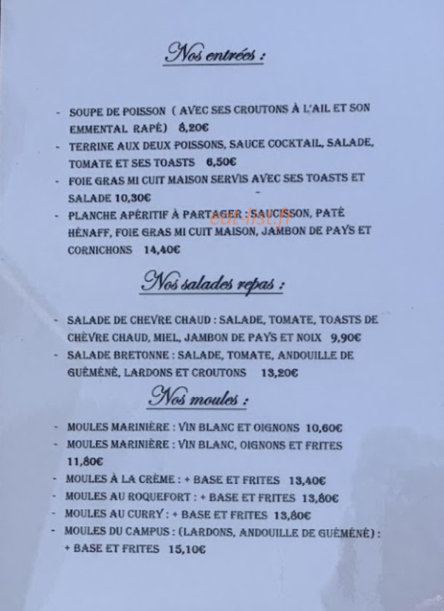 Le Campus Café — carte page 1