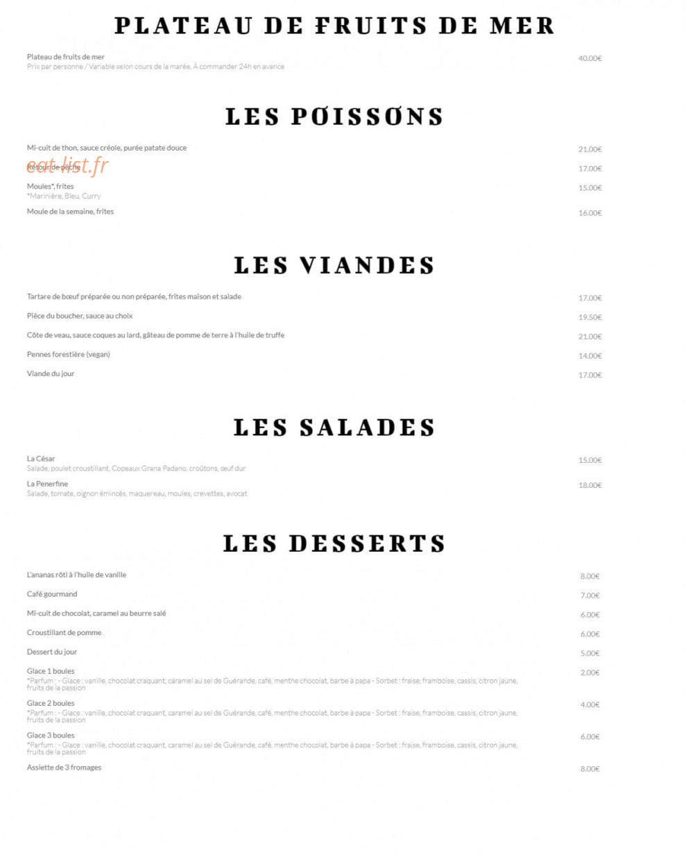 Carte et menu de Ô Saveurs de Penerf à Damgan — Les poissons, viandes, ...