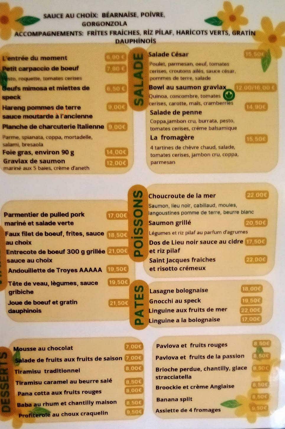 Carte et menu de Italie so food à Penestin — Les pâtes, poissons et salades, ...