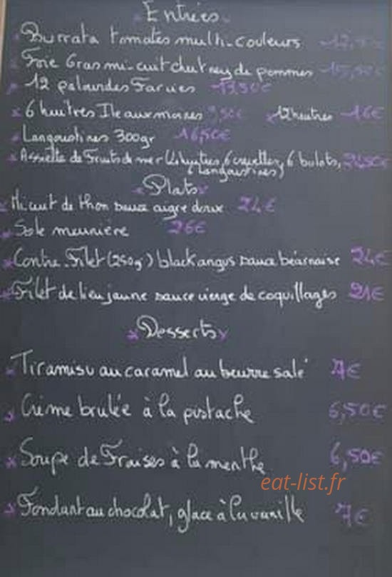 Restaurant Les Embruns — carte page 1