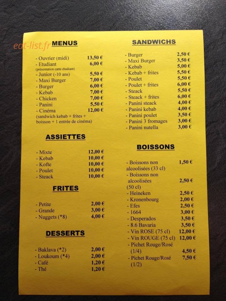 Delices Kebab — carte page 1