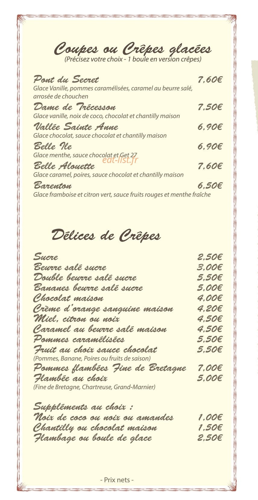 l’Orée des Sens — carte page 2