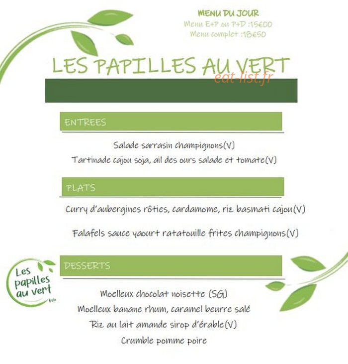 Les Papilles au vert — carte page 1
