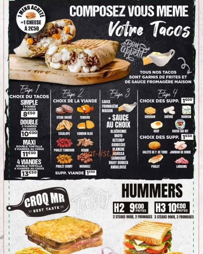 Tacos — carte page 1