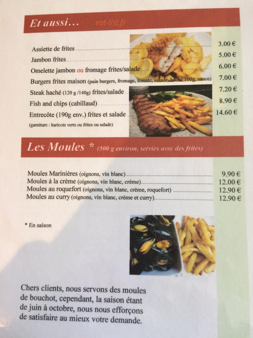 Crêperie du Lac — carte page 4