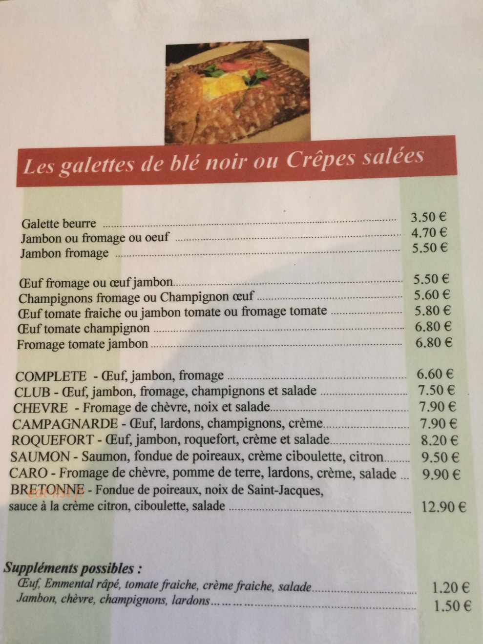 Crêperie du Lac — carte page 5