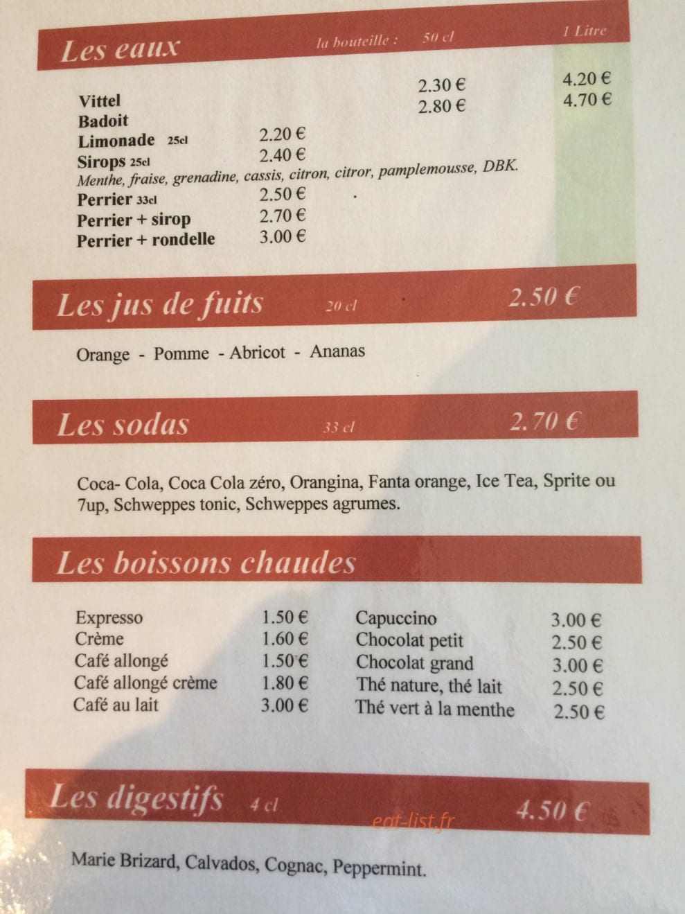 Crêperie du Lac — carte page 7