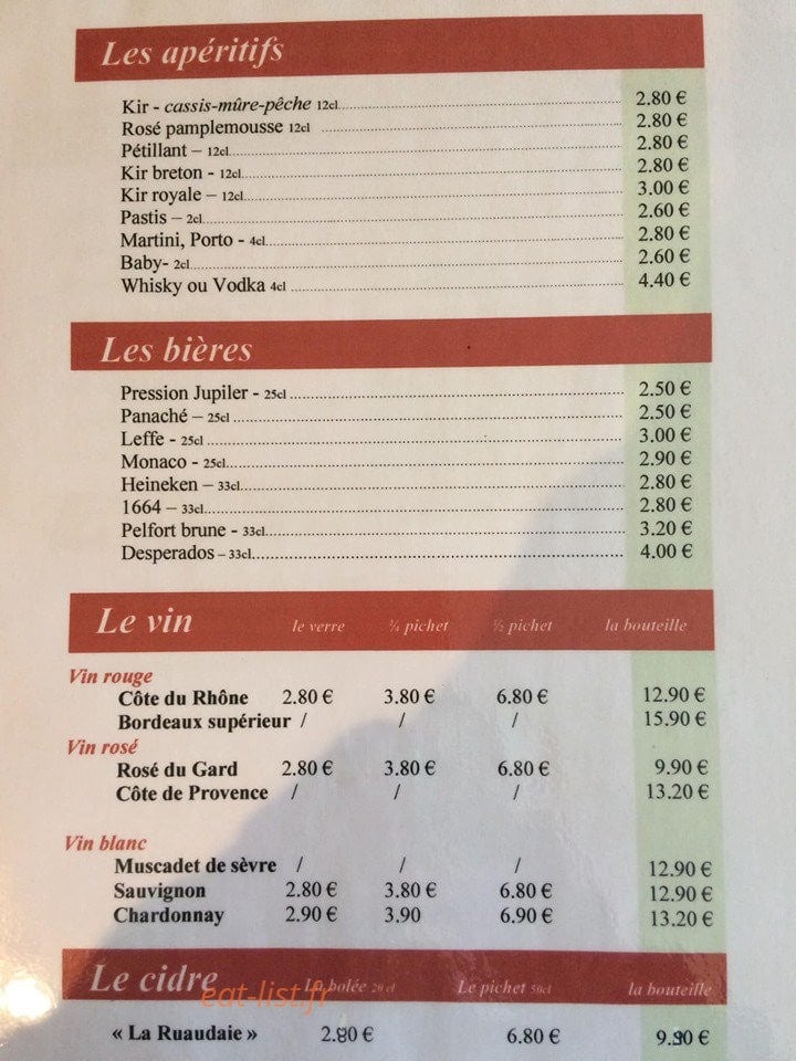 Crêperie du Lac — carte page 8