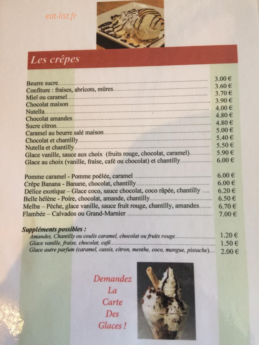 Crêperie du Lac — carte page 6