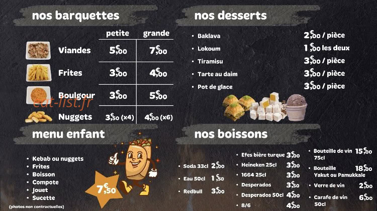 Caudan Kebab — carte page 3