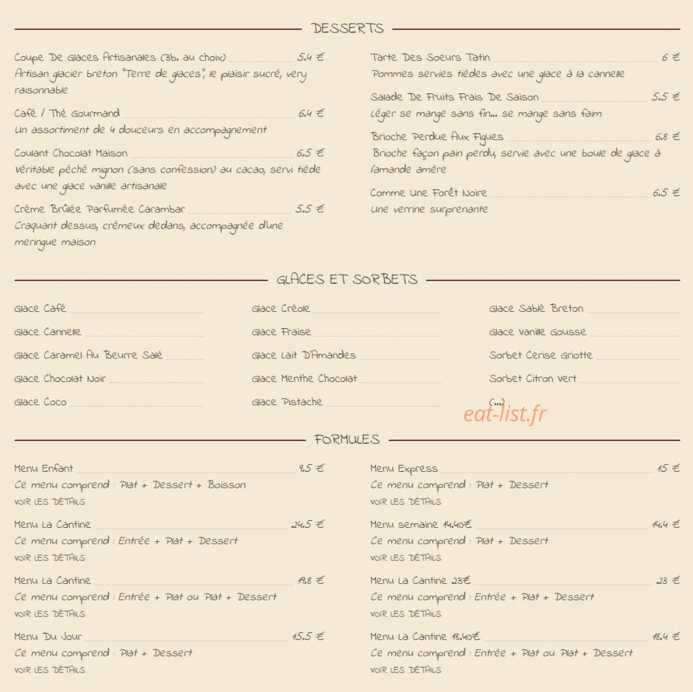 La Cantine — carte page 2