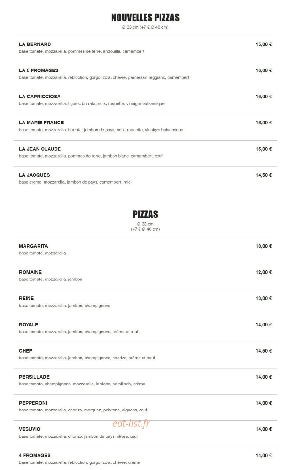 Mama pizza Papa Tacos — carte page 1