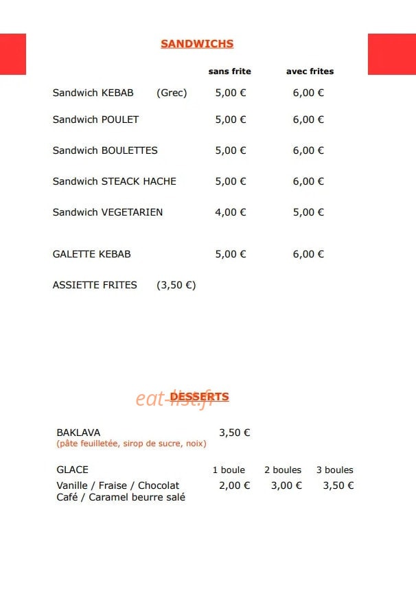 Côté kebab — carte page 3