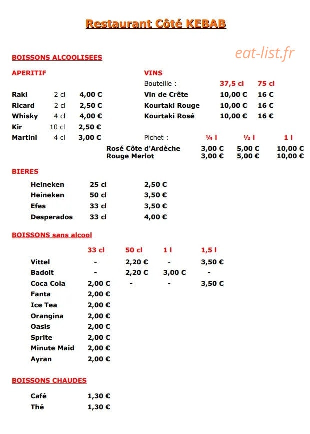 Côté kebab — carte page 4