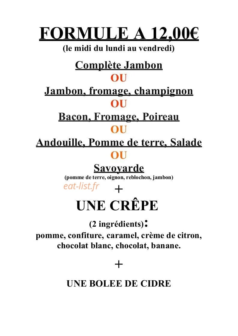 Crêperie du poulfanc — carte page 1